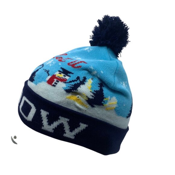 Let it Snow Snowmen Holiday Pom Winter Beanie LED Lights NWOT NEW One Size - Picture 5 of 6
